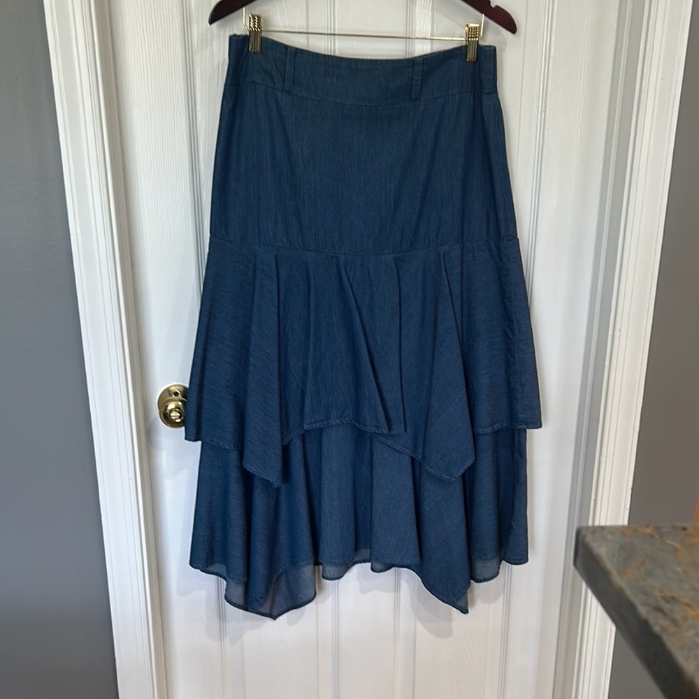 Bohemian Blue Denim Layered Skirt